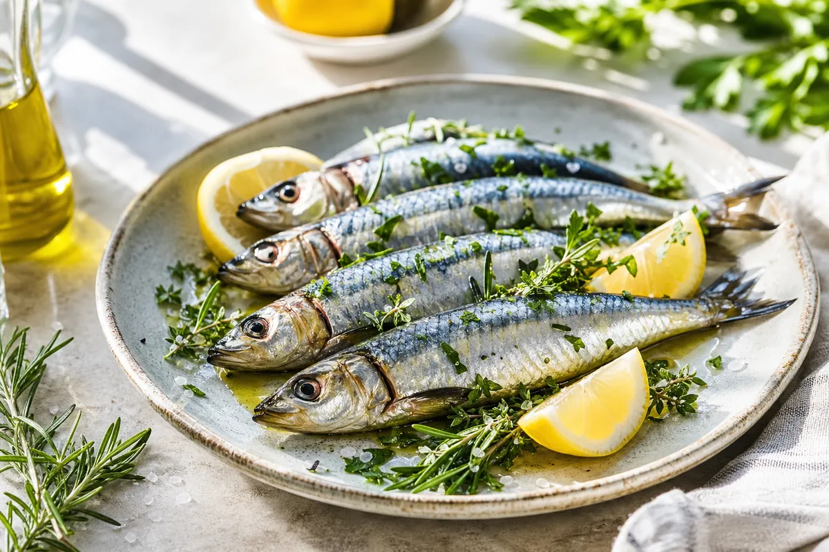 Sardines fraîches avec citron et herbes