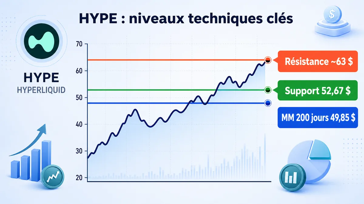Infographie des supports et résistances de Hyperliquid