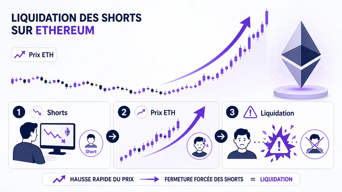 Schéma des liquidations de positions vendeuses sur Ethereum