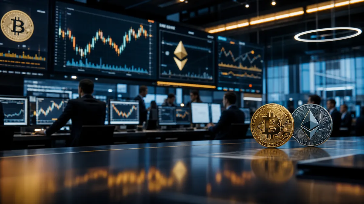 Salle de marché illustrant un ETF crypto institutionnel