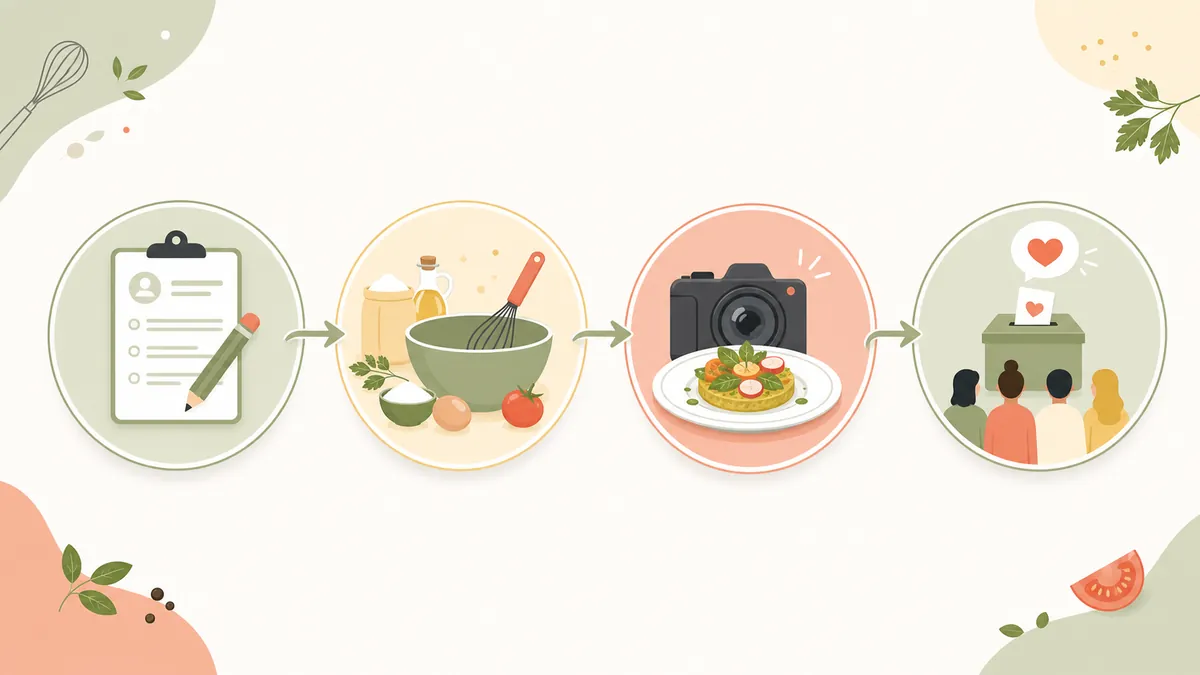 Illustration des étapes d'un concours culinaire