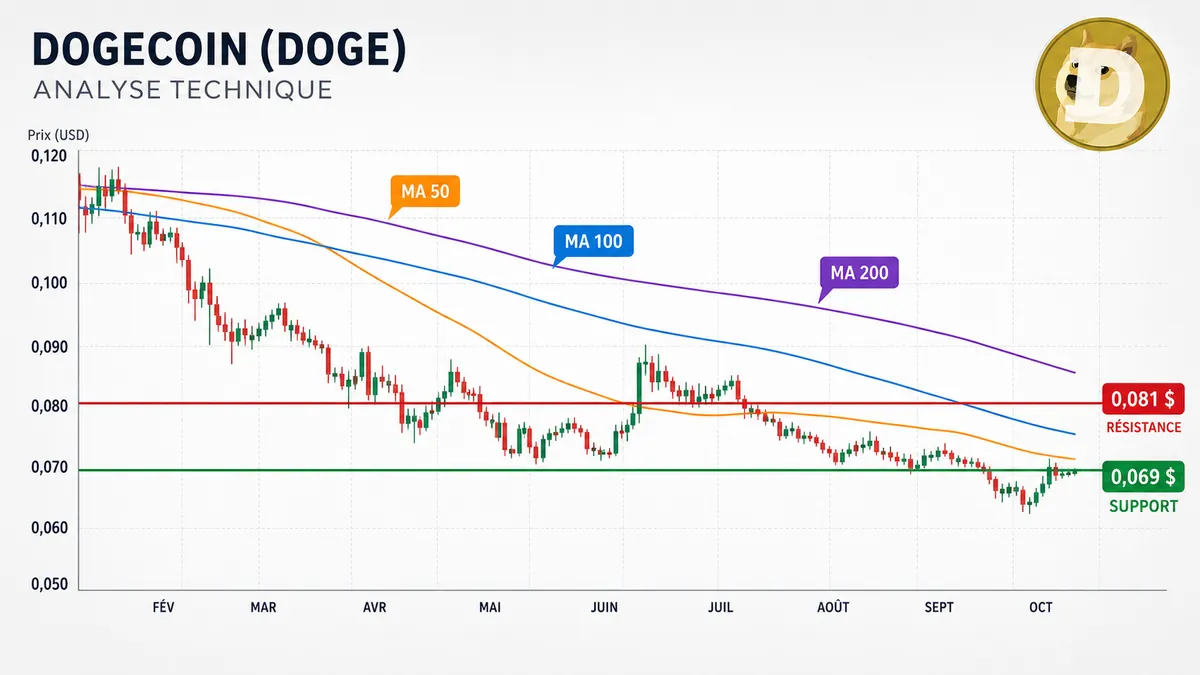 Analyse technique du Dogecoin avec supports et résistances
