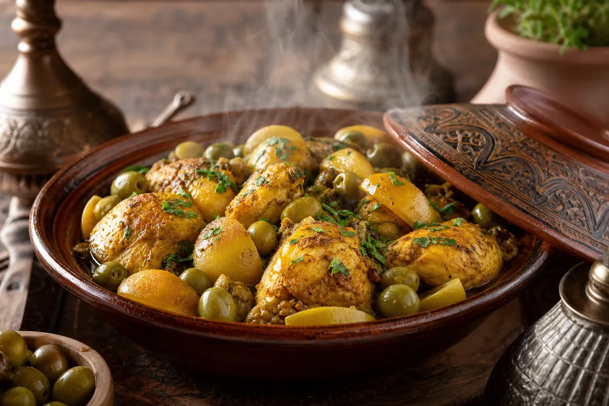Tajine marocain au poulet parfumé au safran