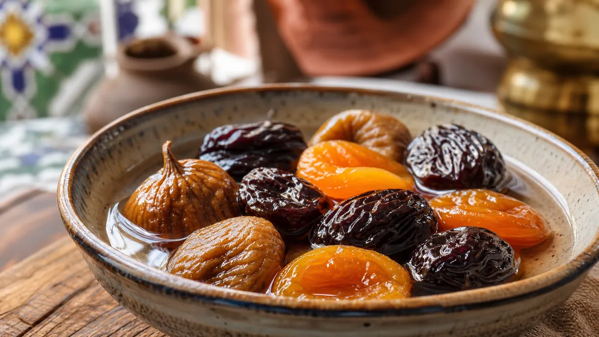 Fruits secs réhydratés pour préparer une compote