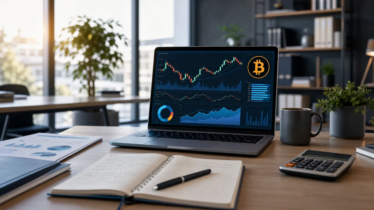 Bureau d’analyse financière avec graphiques Bitcoin