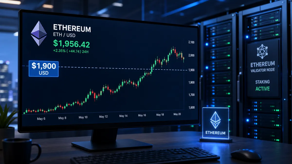 Graphique Ethereum au-dessus de 1900 dollars avec serveurs de validation