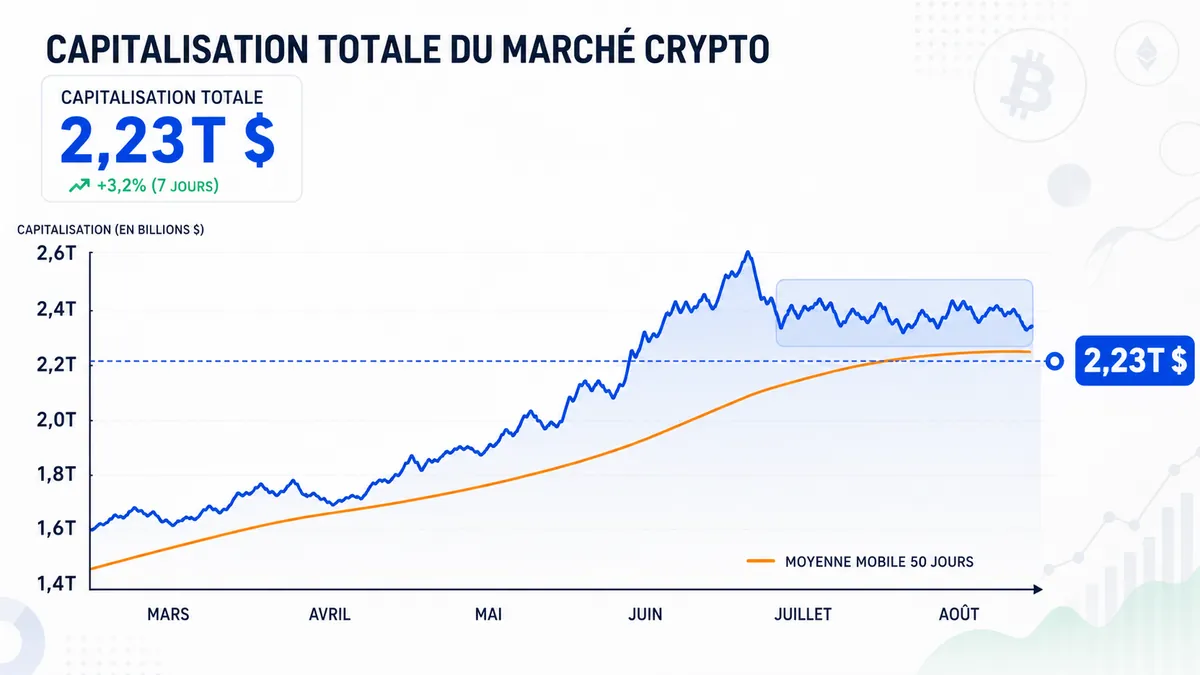 Infographie montrant une consolidation du marché crypto