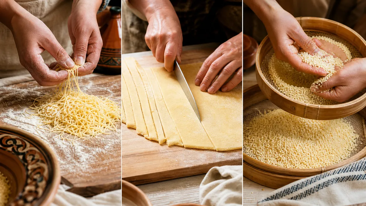 Gestes traditionnels de fabrication des pâtes marocaines