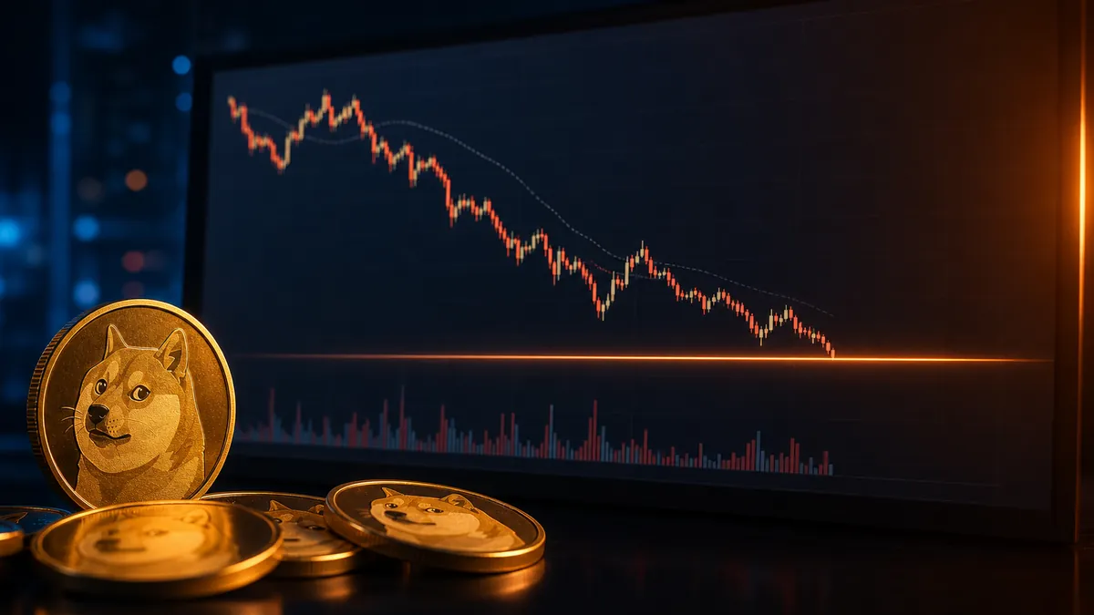 Graphique baissier du Dogecoin proche d’un support