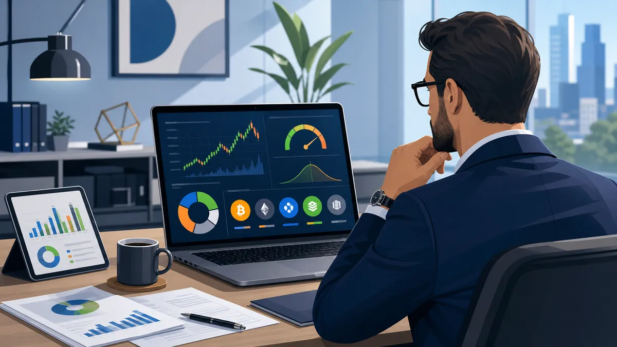 Investisseur analysant un ETF crypto sur ordinateur