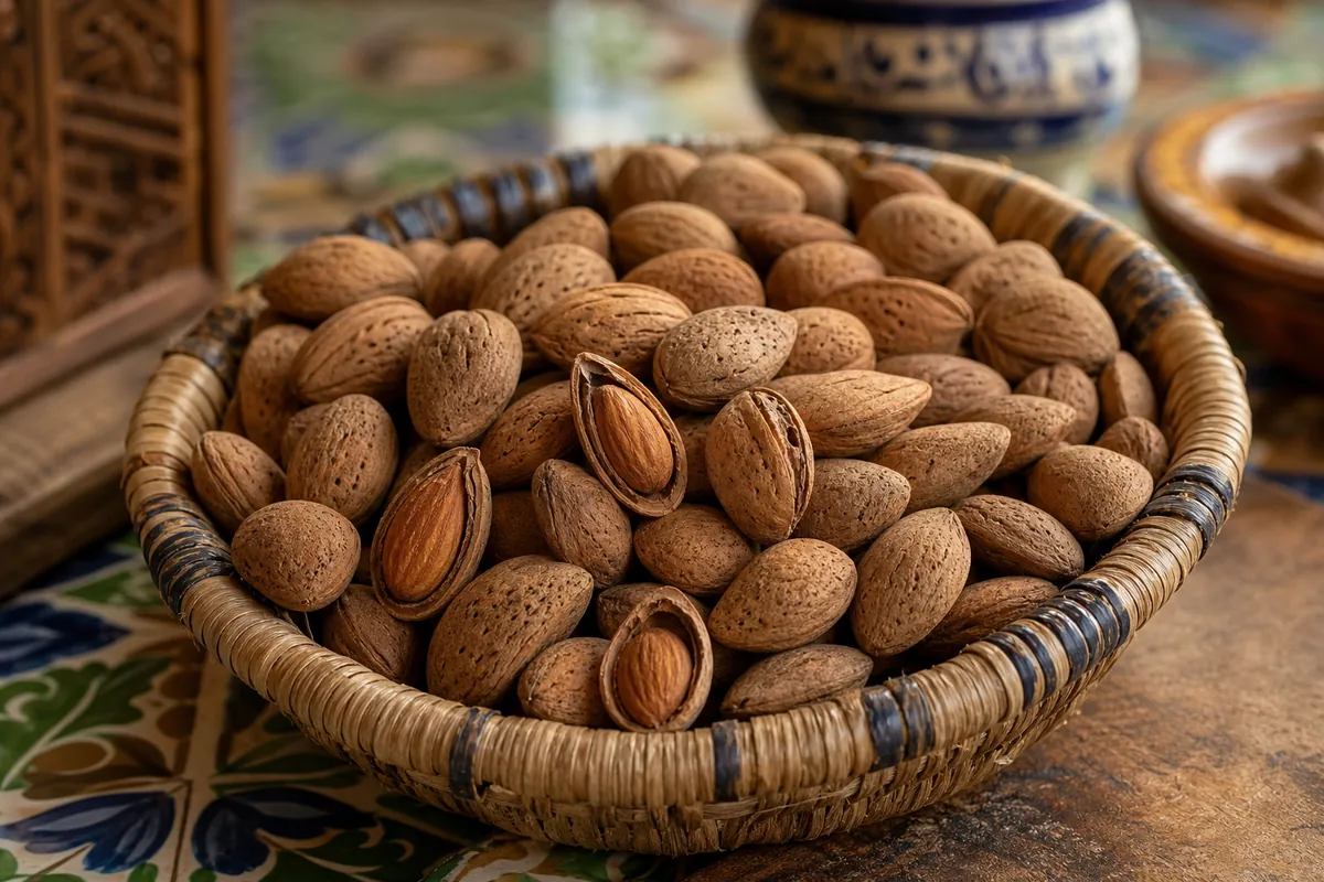 Amandes beldi entières dans un panier