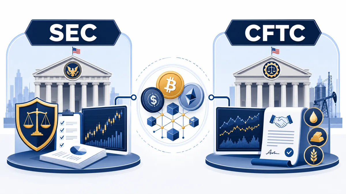 Schéma des rôles de la SEC et de la CFTC dans la régulation crypto