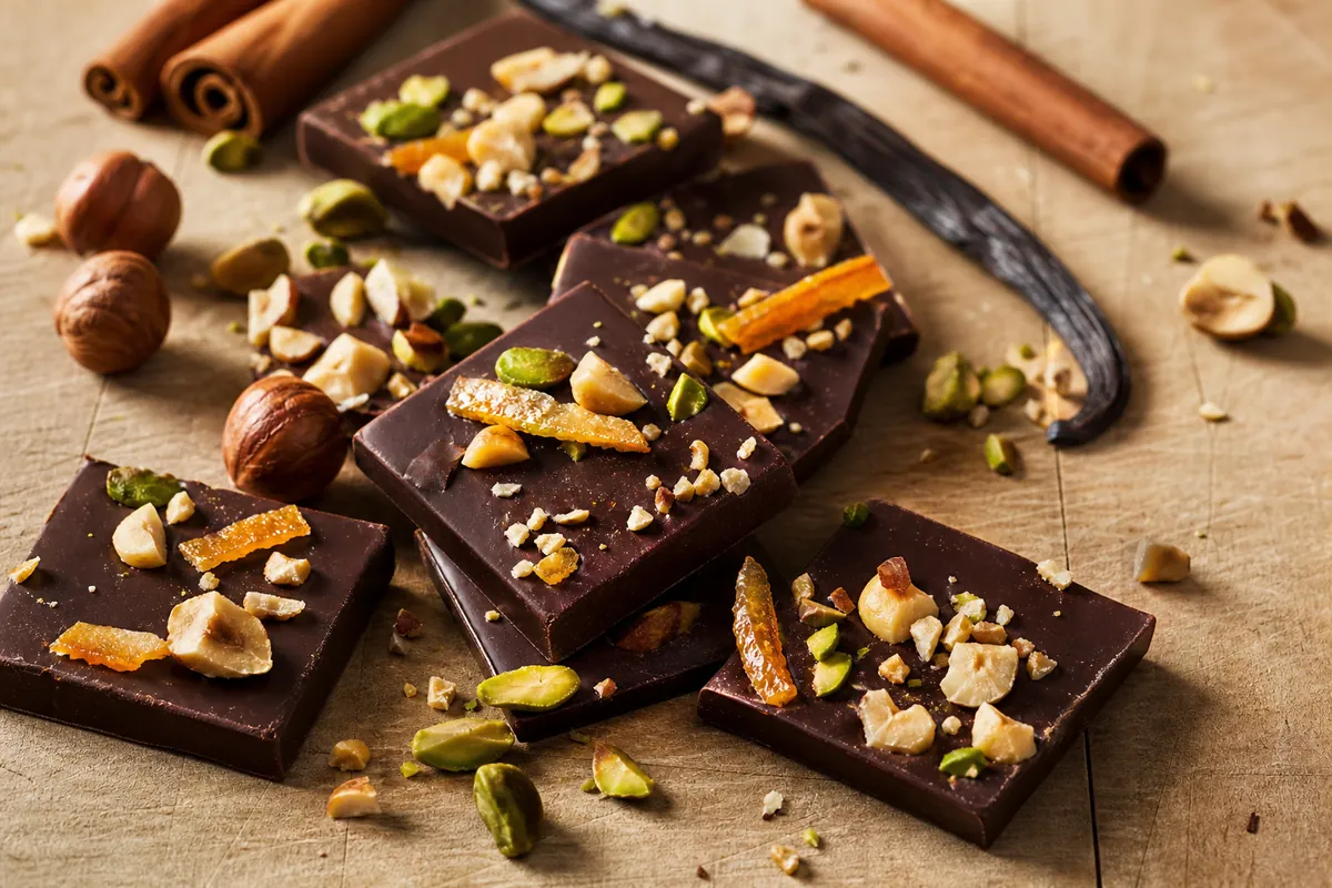 Chocolat avec fruits secs et épices