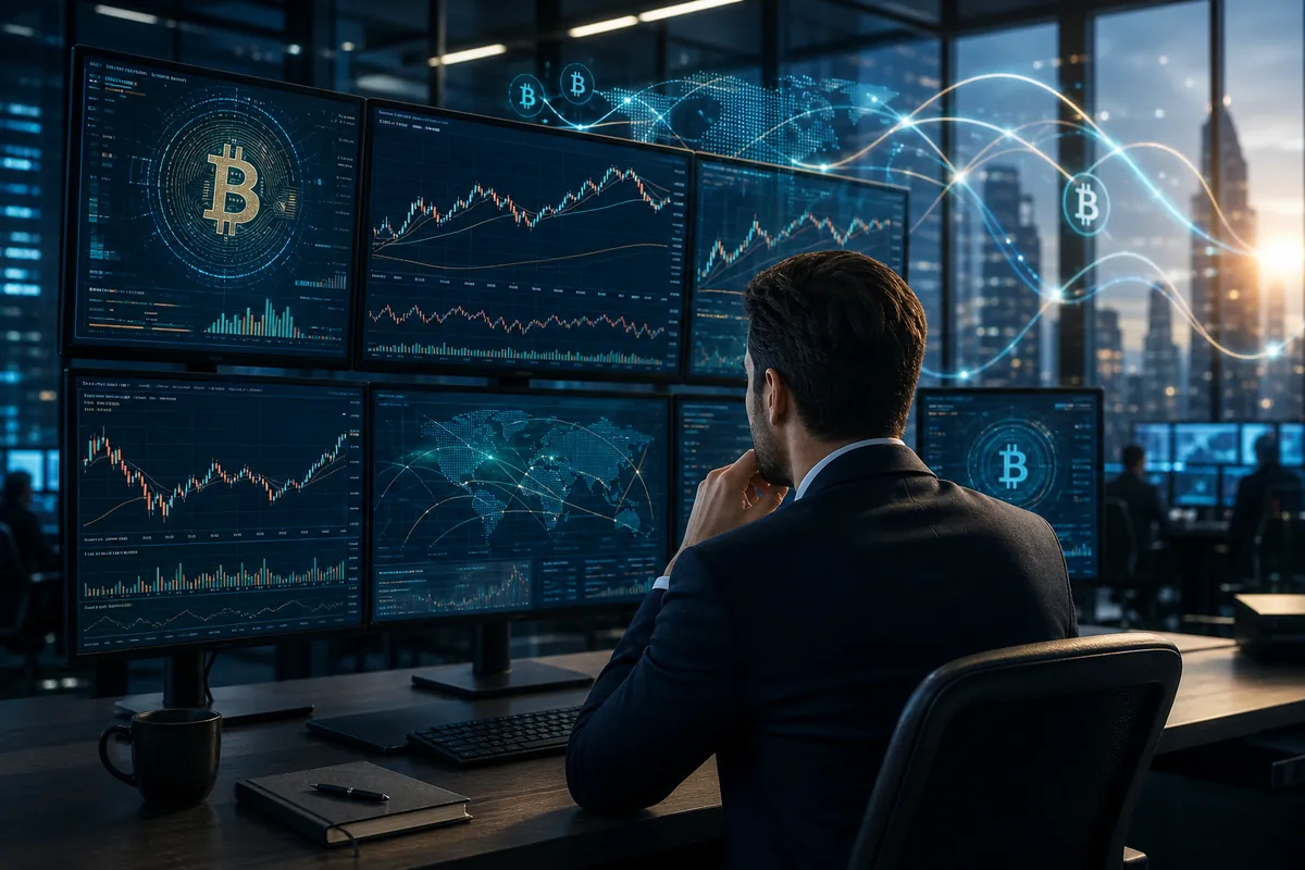 Investisseur observant des graphiques de marché crypto