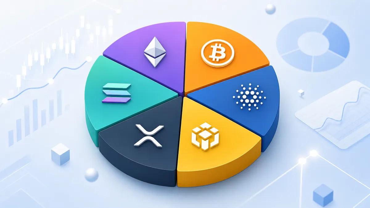 Portefeuille crypto diversifié représenté sous forme d'infographie