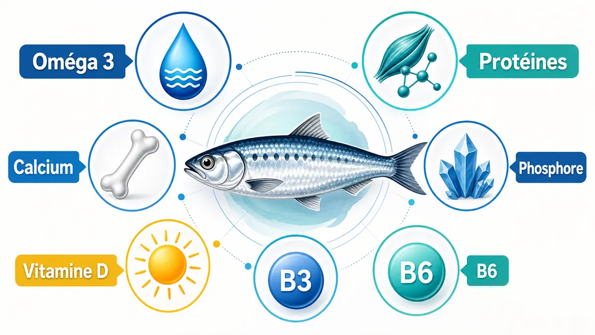 Infographie des principaux bienfaits nutritionnels de la sardine