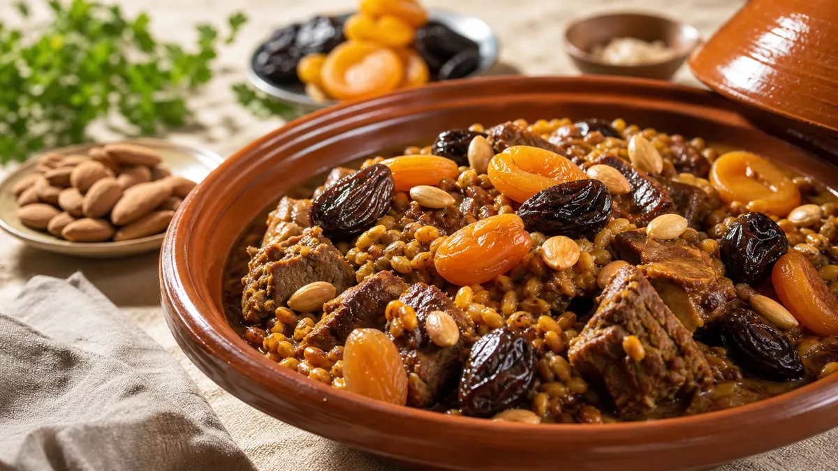 Plat mijoté accompagné de fruits secs compotés